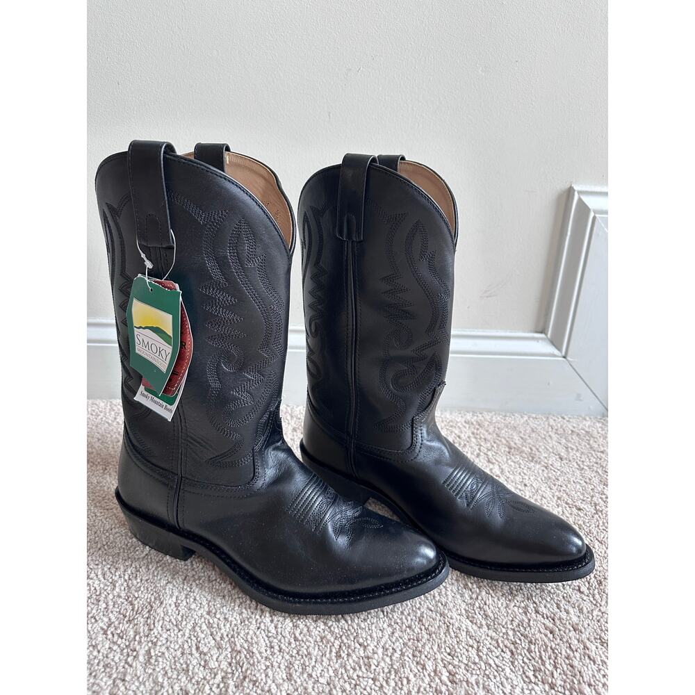 Smoky Mountain men’s black leather cowboy boots, size 10, NWT/box